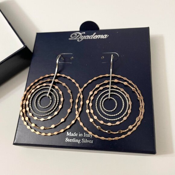 Dyadema Sterling Silver Dangle Circle Hoop Earrings - Picture 10 of 16